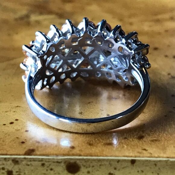 Natural Orange Sapphire Sterling Silver Ring Size 6 - Picture 4 of 8